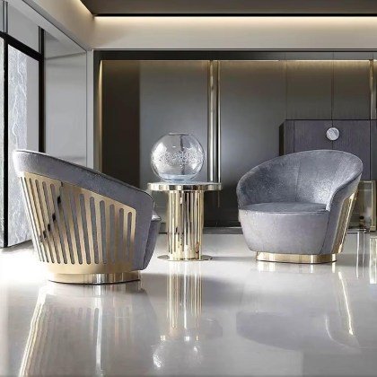 svivel gray and gold accent chair 2